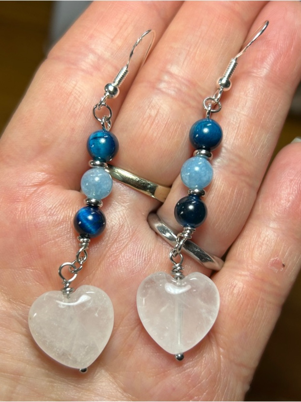 3/$25 Rose Quartz Heart Drop Earrings